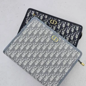 design blue oblique canvas and leather 30 montaigne pouch dubai fashion lux.webp