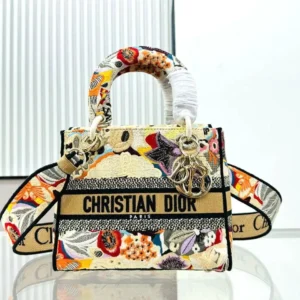 design medium lady d lite bag beige multicolor brocart butterfly embroidery .webp