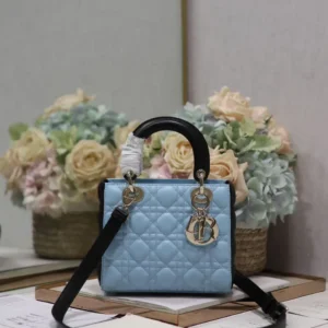 design small lady bag two tone sky blue and steel gray cannage lambskin 1 1.webp