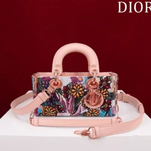design women medium lady d joy bag beige multicolor brocart embroidery .webp