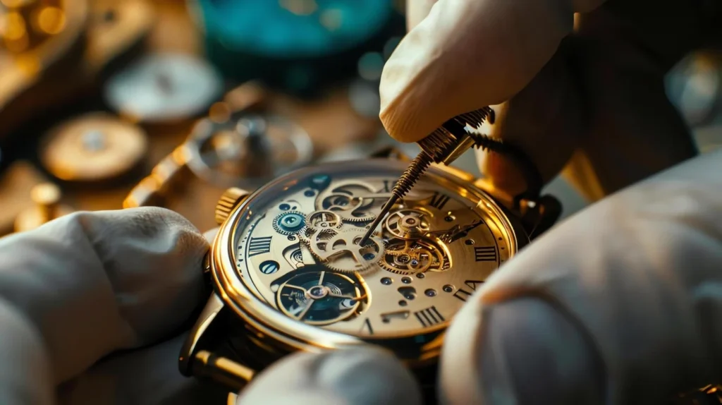 watchmaker is repairing luxury watch watch is made gold has beautiful design 14117 249780 transformed